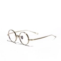 Montatura per occhiali tonda rétro in titanio metallo oro bronzo dal design minimalista - Oro