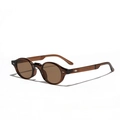 Retro-ovale Sonnenbrille mit braunem Rahmen und braunen Gläsern für Damen und Herren - Braun