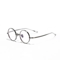 Montatura tonda minimalista in titanio argento con dettagli delle aste a triangolo cavo - Grigio Canna di Fucile