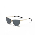 Occhiali da sole chic cat-eye con montatura dorata traforata e lenti scure da donna - Oro Nero