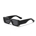Gafas de sol rectangulares retro modernas con montura negra brillante y lentes gris oscuro - Negro Brillante/Lente Gris
