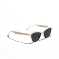 Retro cat-eye sunglasses with cream white resin frame and dark grey lenses for fashion - Ivory