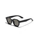 Classic black TR90 square polarized sunglasses with dark grey lenses and silver rivets - Glossy Black Green Grey Lens (C3)