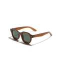 Polarized retro square TR90 sunglasses with brown frames and dark gray lenses - Retro Dark Green Lens (C2)