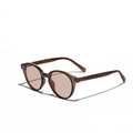 Lunettes de soleil rondes TR90 ambre vintage avec monture translucide et verres marron - Thé clair
