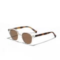 Gafas de sol redondas retro TR90 con montura transparente y patillas de carey - Montura Transparente Lentes Marrones