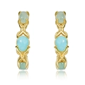 Exquisite gold C-shape drop earrings featuring light blue and green amazonite stones - 925 Silver / Earrings (Amazonite)