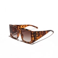 Oversized square tortoise sunglasses with sparkling rhinestones and gradient brown lenses - Tortoise