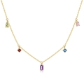 Collana in argento S925 placcato oro con pietre preziose colorate e geometriche - Ametista Naturale