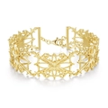 Exquisite 18K gold plated S925 sterling silver hollow filigree bracelet with floral patterns - 925 Silver / Gold