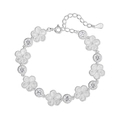 Handcrafted S925 sterling silver plum blossom bracelet with filigree floral design - Bright Silver Floral Bracelet (BR024604) / 925 Silver