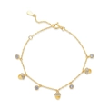 Gold S925 silver bracelet featuring acorn charms and sparkling zircon stones on white background - Acorn Style Bracelet (BR024704) / 925 Silver