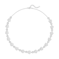 Exquisite S925 sterling silver necklace featuring delicate floral lace and zircon pattern - Bright Silver Floral Necklace (NL024771) / 925 Silver