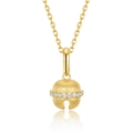 Brushed gold bell pendant necklace with paved zircons and a minimalist cross chain - 925 Silver / Pendant Only (No Chain)