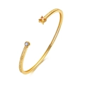 Minimalistisches vergoldetes S925 Silberarmband mit Citrin und Rankengravur - 925er Silber / Natürlicher Citrin