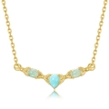 S925 sterling silver V-shape necklace with blue amazonite and green gemstones - 925 Silver / Necklace (Amazonite)