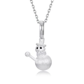 Cute S925 sterling silver snowman pendant necklace with brushed finish and zircon stones - 925 Silver / Black Zirconia (Pendant Only, Without Chain)