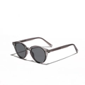 Lunettes de soleil rondes vintage TR90 avec monture gris foncé transparente et rivets - Gris Transparent