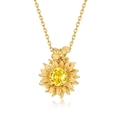Collana con ciondolo a forma di girasole e ape dorata in argento S925 con gemma gialla - Argento 925 / Citrino Naturale