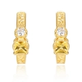 Boucles d'oreilles vintage en argent 925 avec citrine carrée et zircon blanc - Argent 925 / Citrine Naturelle