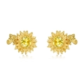 S925 Silber Sonnenblumen und Bienen Ohrstecker mit gelbem Zirkon in Goldoptik - 925er Silber / Gelber Zirkonia