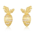 Luxurious S925 silver carrot stud earrings with gold brushed finish and sparkling zircons - 925 Silver / 10K Gold