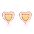 Orecchini a cuore in argento S925 con finitura oro spazzolato e intarsio in conchiglia rosa - Argento 925 / Conchiglia Rosa