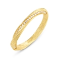 Handcrafted S925 sterling silver brushed gold Mobius ring with sparkling zircons - HK11# / Ring