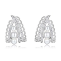 Orecchini di perle a pizzo traforati con pavé di zirconi e finitura argento - Stile Perla Traforata Rétro Francese / Argento (Perla Artificiale)