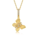 Vintage brushed S925 silver gold plated butterfly necklace with sparkling zircon crystals - 925 Silver / Pendant Only (Without Chain)