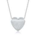 Handcrafted 925 sterling silver heart necklace with a matte brushed finish on a fine chain - Bright Silver
