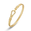 Gold plated braided silver bracelet with horseshoe buckle and shimmering zircons - 925 Silver / 10K Gold