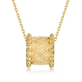 Collana a cilindro dorata con trama intrecciata e dettagli di perline su catena - Argento 925 / Oro