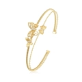 Handmade S925 sterling silver double-layer butterfly bracelet with brushed gold finish - 925 Silver / 10K Gold
