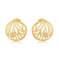 Elegant 925 sterling silver gold plated earrings with hollow leaf pattern and ladybug - 925 Silver / 10K Gold
