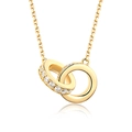 Collar de plata S925 dorada con colgante de dos círculos entrelazados y pavé de circonitas - Colgante Solo (Sin Cadena) (Color Dorado) / Plata 925 / Dorado