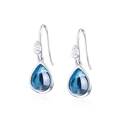 Orecchini pendenti in argento con cristalli blu scuro a goccia e zirconi scintillanti - Stile Topazio / Argento 925