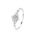 S925 sterling silver snowflake ring with cubic zirconia stones on white background - HK11 / Silver