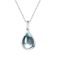 Collana in argento 925 con un ciondolo a goccia azzurro con dettagli scintillanti - Argento 925 / Topazio Blu Naturale (Ciondolo Solo - Senza Catena)