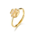 Schattige kattenpoot ring van S925 zilver in goud met fonkelende witte zirkoonstenen - 9K Verguld