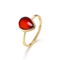 Elegant S925 sterling silver gold plated garnet ring with pear-cut stone for women - Adjustable Open / Garnet