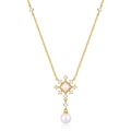Vintage gold 925 silver necklace featuring elegant pearl pendant and zircon accents - Freshwater Pearl Necklace / 925 Silver