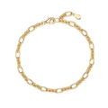 Adjustable 925 silver gold-plated chain bracelet with lobster clasp and teardrop tag - 925 Silver / Plain Bracelet (BR024955)