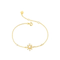 Elegant 925 sterling silver snowflake bracelet with pearl and cubic zirconia stones - Freshwater Pearl Bracelet / 925 Silver
