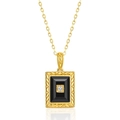 Vintage style 18K gold plated silver necklace with rectangular black agate and zircon - 925 Silver / Pendant Only (Without Chain)