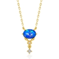Collar de plata S925 bañada en oro con opalo azul ovalado y circonitas blancas - Plata 925 / Ópalo sintético