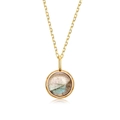 Elegant gold-plated S925 silver necklace with round natural gemstone pendant and gold chain - Labradorite Pendant Only (Without Chain)
