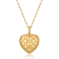 Vintage quilted heart pendant necklace in gold finish with S925 sterling silver base - Pendant Only (Without Chain) / 925 Silver