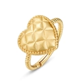 Vintage gold heart ring with quilted pattern and twisted band for Valentine's gift - Ring / 925 Silver / Gold