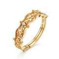 Retro-Ring aus 925er Silber mit 9K-Goldbeschichtung, Rebenmuster und Zirkonstein - Einstellbar Offen / Weißer Zirkon (9K Gold Plattiert)